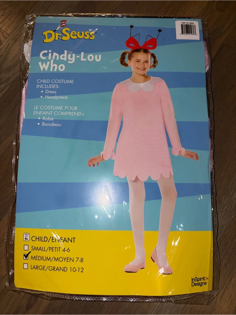 Dr Seuss Cindy Lou Who Costume Girls Medium 7-8 Whoville Halloween NWT